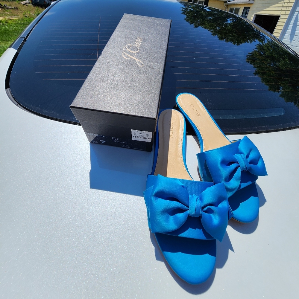 J crew satin bow slides
